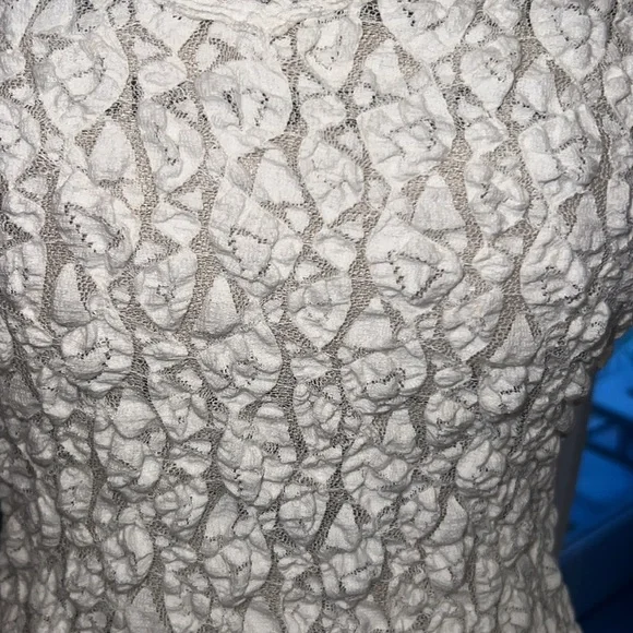 WHBM Vintage lace shortsleeve ivory cream white blouse Size Medium Style WHT1204 - Picture 2 of 7